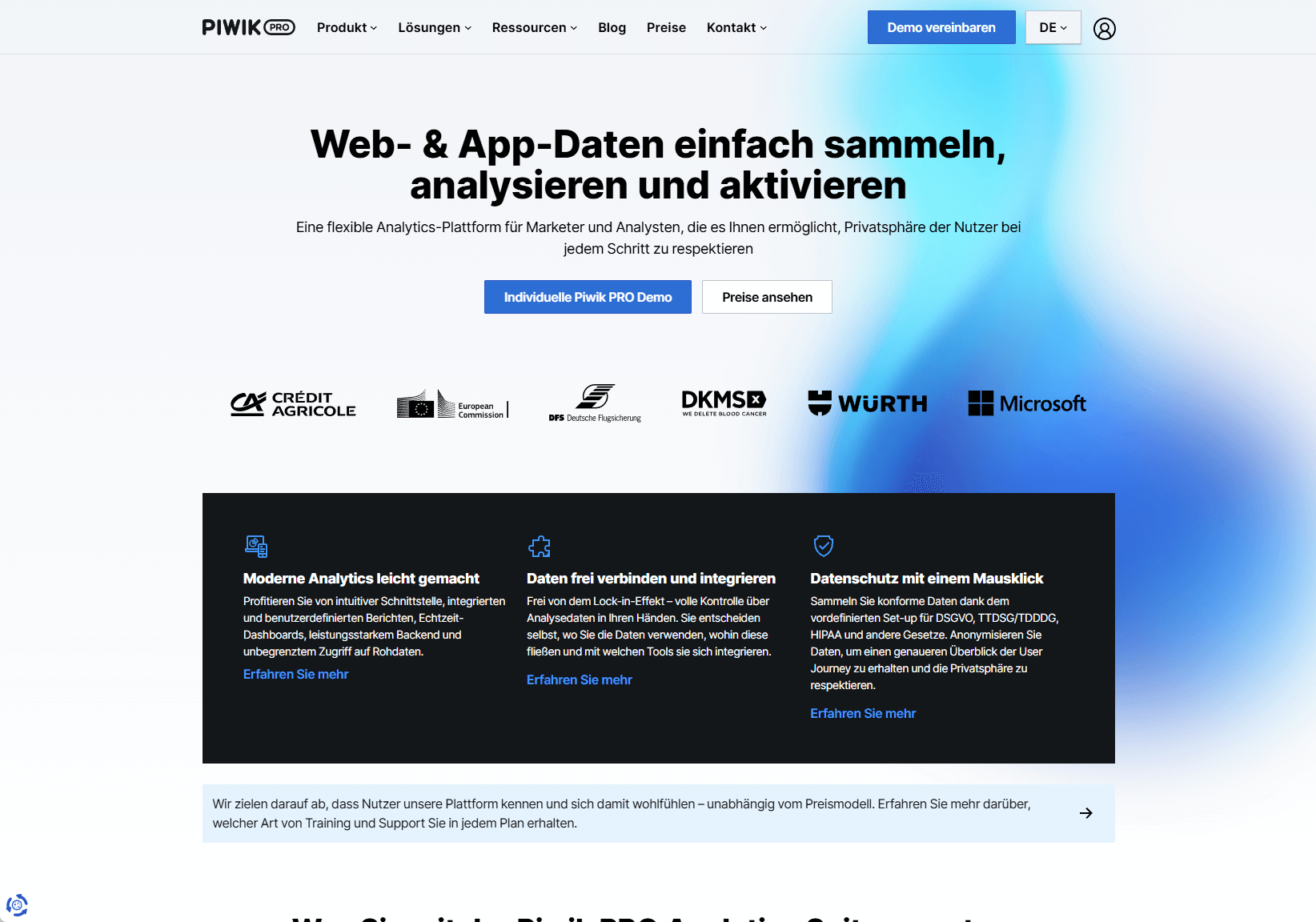 Screenshot Piwik Pro Website