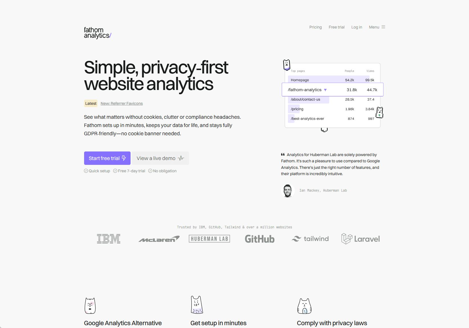 Screenshot Fathom Website